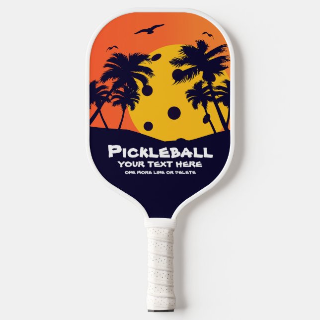 Pickleball Sun Palm Trees Hinzufügen von benutzerd Pickleball Schläger (Vorderseite)