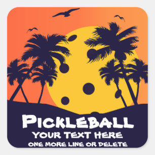 Pickleball Sun Palm Trees Hinzufügen von benutzerd Quadratischer Aufkleber