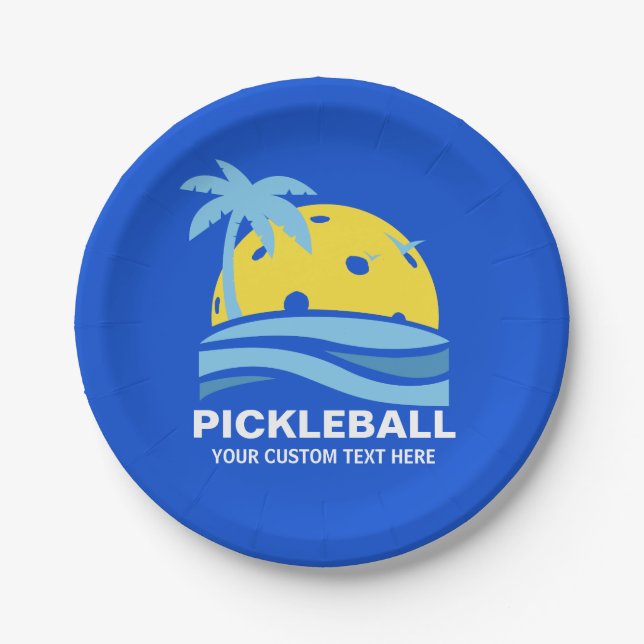 Pickleball Sun Palm Trees Pickleball Party Custom Pappteller (Vorderseite)