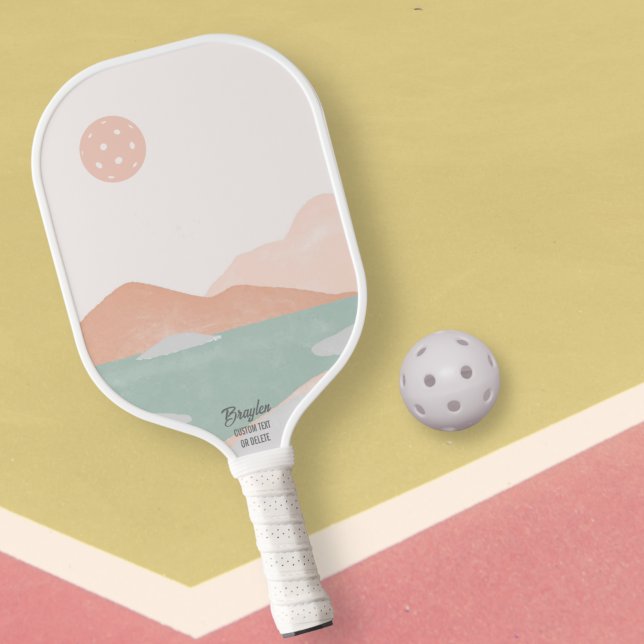 Pickleball Sunset Minimal neutrale Landschaft Cust Schläger (Von Creator hochgeladen)