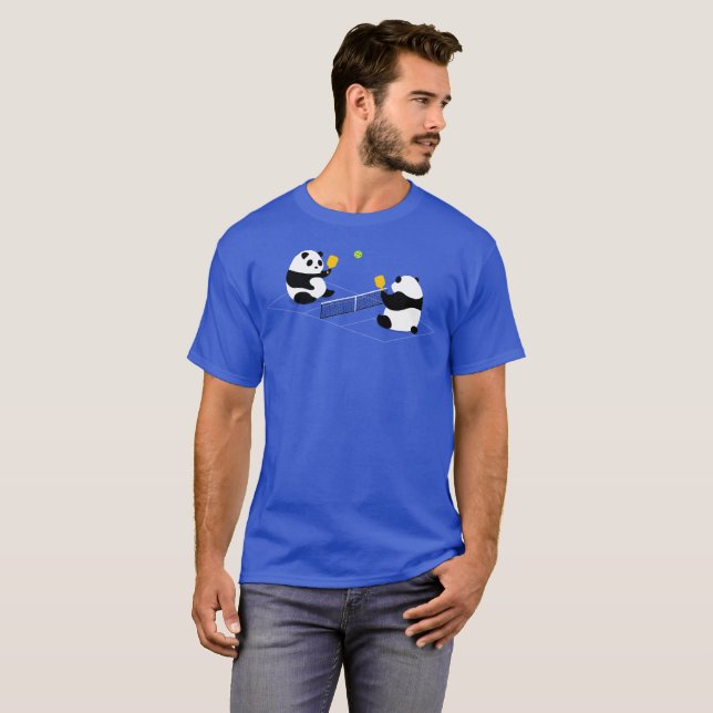 Pickleball T - Shirt: "Pickleball Pandas" (Blau) T-Shirt (Vorne ganz)