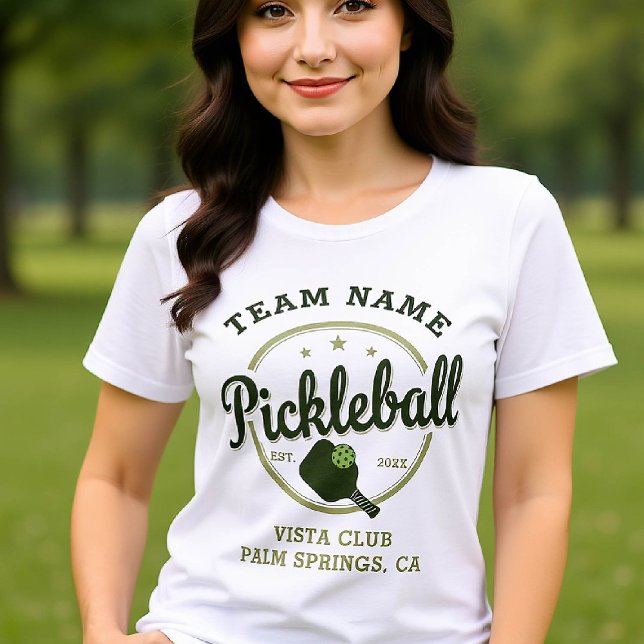 Pickleball Team Club Personalisiert Emblem Green Tri-Blend Shirt (pickleball personalized shirt emblem club team player vintage custom text name green retro)
