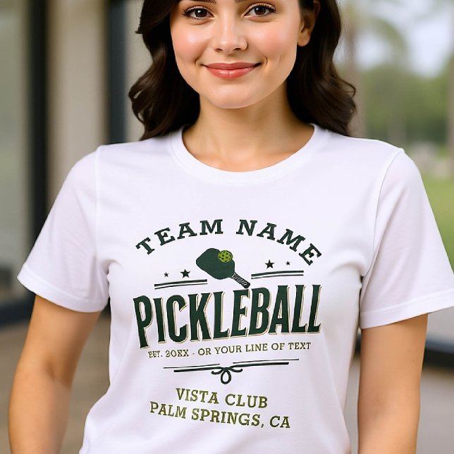 Pickleball Team Club Player Green Personalisiert Tri-Blend Shirt (pickleball personalized shirt emblem club team player vintage custom text name green lime)
