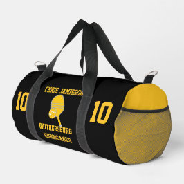 Pickleball-Team, Coach Spieler Schwarz Gold Custom Duffle Bag