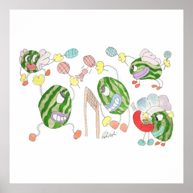 Pickleball Team crazy cartoon group Poster (Vorne)