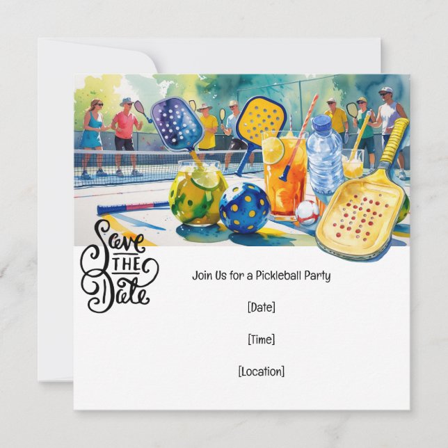 Pickleball-thematisches Party Einladung (Vorderseite)