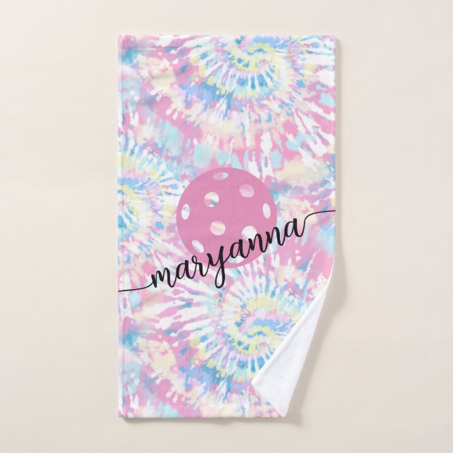Pickleball Tie Dye Script de Sport Personnalisé Ma (Serviette à main)