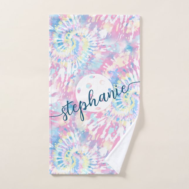 Pickleball Tie Dye Script Sport personnalisé (Serviette à main)