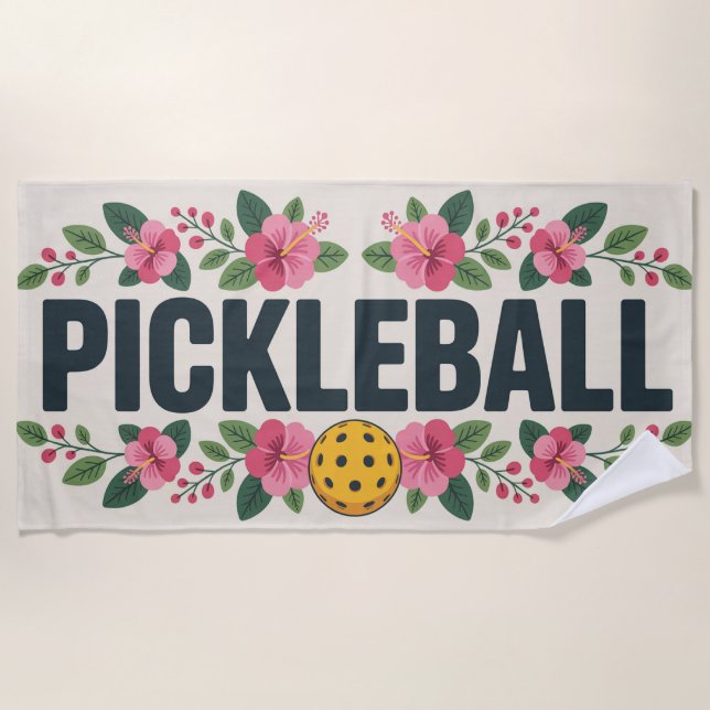 Pickleball Tropical Graphic Vacation Strandtuch (Vorderseite)