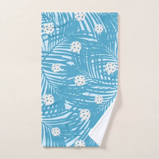 Pickleball Tropical Palm Bleu Unique Sport amusant (Serviette à main)