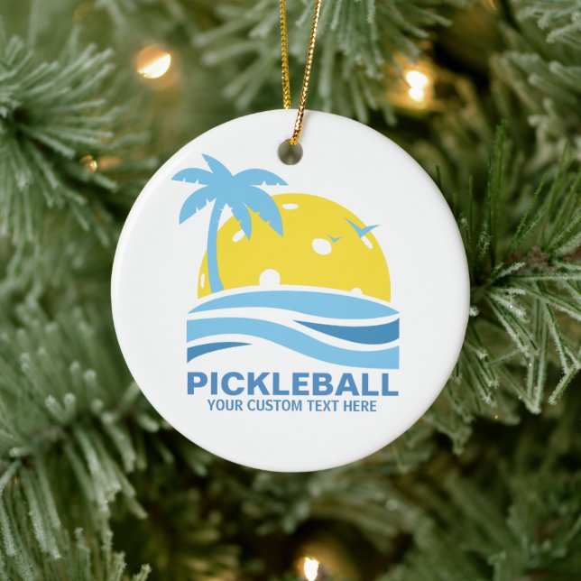 Pickleball Tropical Palm Tree Sun Ihren benutzerde Keramik Ornament (Baum)