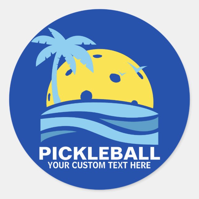 Pickleball Tropical Palm Tree Sun Ihren benutzerde Runder Aufkleber (Vorderseite)