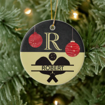 Pickleball Typ Weihnachtsmonogramm Anfangsname