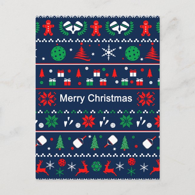 Pickleball 🎄 Ugly Sweater Christmas, Sondertext Postkarte (Vorderseite)