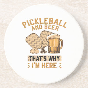 Pickleball und Bier Deshalb bin ich hier Lustiges Getränkeuntersetzer