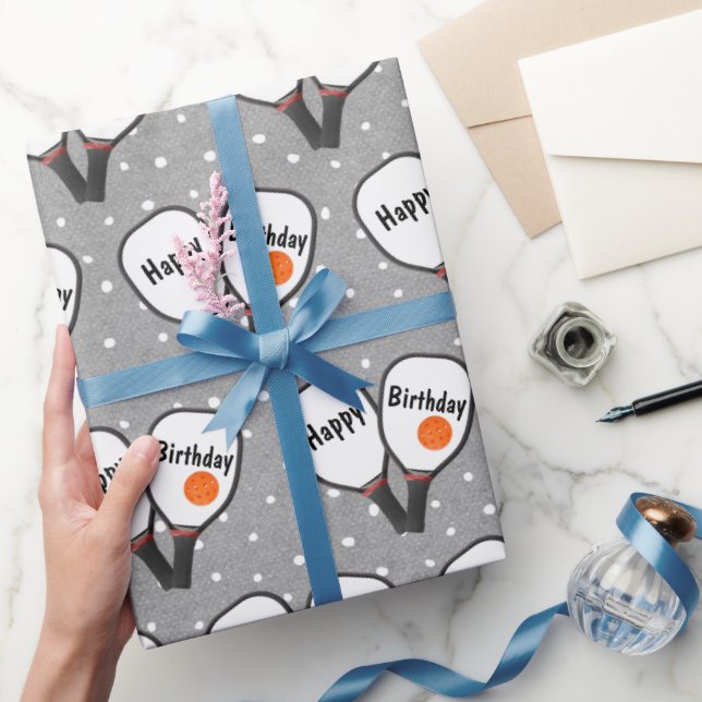 Pickleball und Paddle zum Geburtstag Geschenkpapier (Schenken)