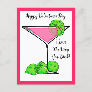 Pickleball Valentine I Liebe, wie Sie Cosmo trinke Postkarte