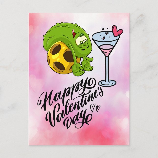 Pickleball Valentinstag lustig mit Wein Feiertagspostkarte (Vorderseite)