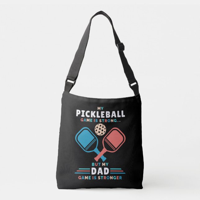 Pickleball Vater Stronger Vater Game Vater Tragetaschen Mit Langen Trägern (Vorderseite)