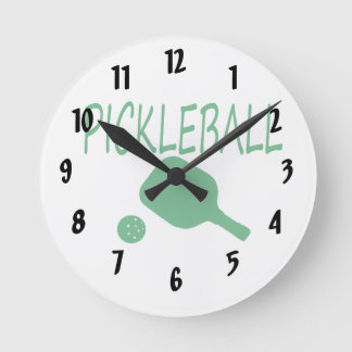 Pickleball w Paddle und Ball grün Runde Wanduhr