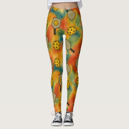 Pickleball Wasserfarbe Nahtloses Muster Leggings