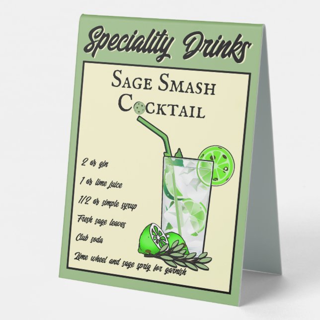 Pickleball Wedding Bachelorette Spezieller Cocktai Tischaufsteller (Rückseite)