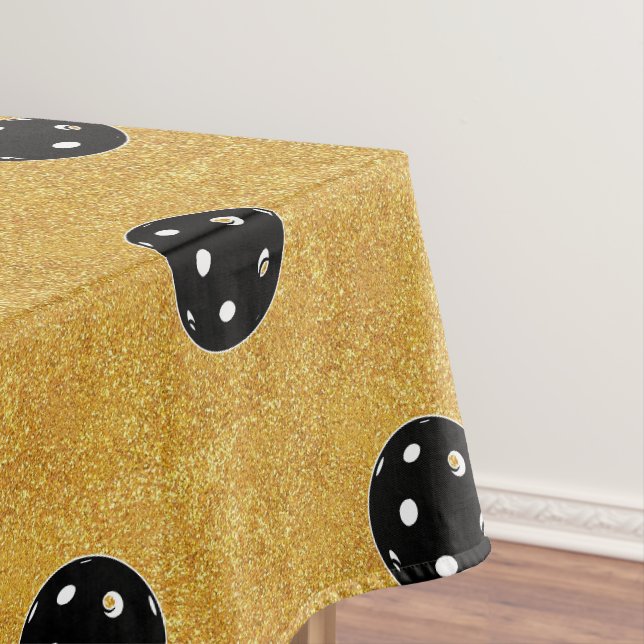 Pickleball Wedding Black and Gold Bachelor Party Tischdecke (Beispiel)