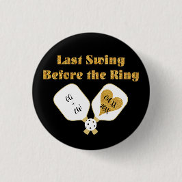 Pickleball Wedding Black and Gold Personalisiert Button