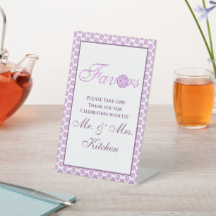 Pickleball Wedding Personalisiert Lavender und Whi Sockelschild