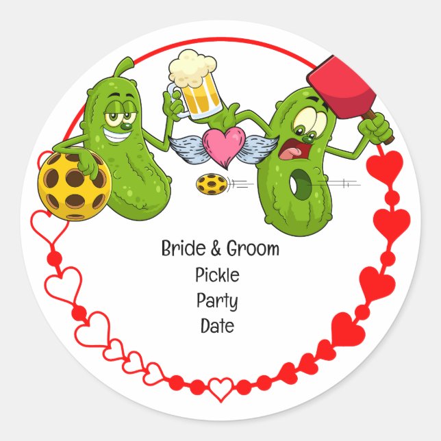 Pickleball Wedding Runder Aufkleber (Vorderseite)