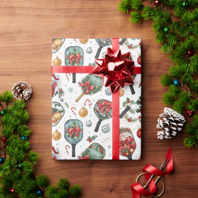 Pickleball Weihnachten mit Paddle  Geschenkpapier (Feiertagsgeschenk)