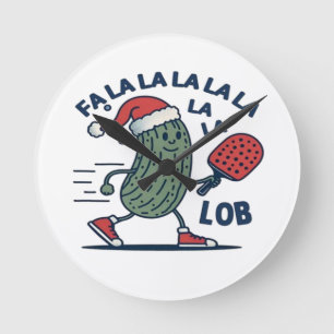 Pickleball Weihnachten Runde Wanduhr