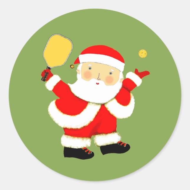 Pickleball Weihnachten Runder Aufkleber (Vorderseite)