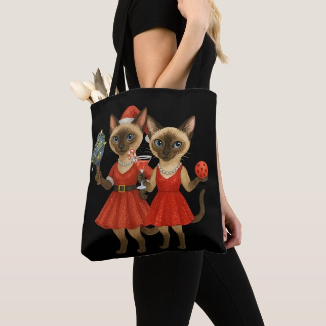 Pickleball Weihnachten Thema für Cat Lovers Tasche (Von Nahem)