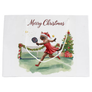 Pickleball Weihnachten Thema mit Katze Große Geschenktüte