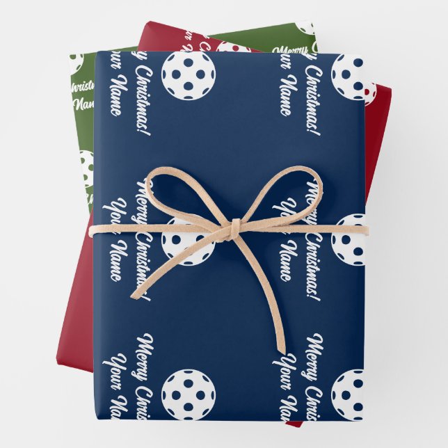 Pickleball Weihnachts-Weihnachtsblatt Geschenkpapier Set (Beispiel)