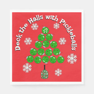 Pickleball-Weihnachtsbaum-Deck-the-Halls-Party Serviette