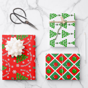 Pickleball-Weihnachtsbaum den Saal schmücken Rot G Geschenkpapier Set