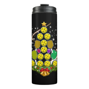 Pickleball Weihnachtsbaum Santa Pickleball X mas Thermosbecher
