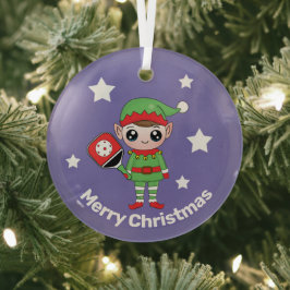 Pickleball Weihnachtself, Glasschmuck Ornament Aus Glas
