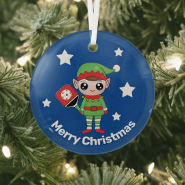Pickleball Weihnachtself, Glasschmuck Ornament Aus Glas