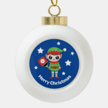 Pickleball Weihnachtself, Keramik Ball Weihnachten