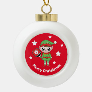 Pickleball Weihnachtself, Keramik Ball Weihnachten Kugel-Ornament