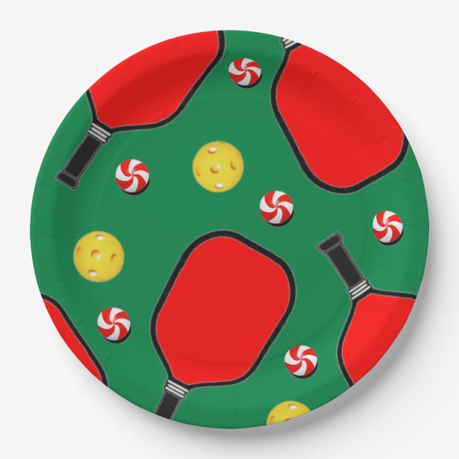 Pickleball Weihnachtsfeier Pappteller (Vorderseite)
