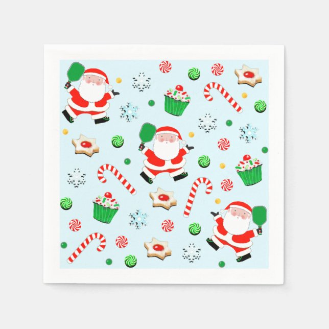 Pickleball Weihnachtsfeier Serviette (Vorderseite)
