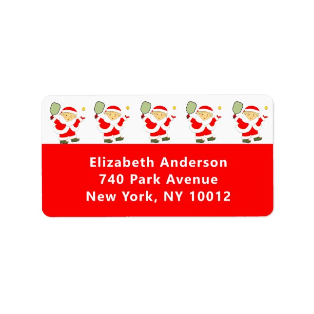 Pickleball Weihnachtsfeiertag Adressaufkleber (Vorne)