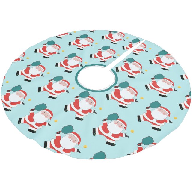Pickleball Weihnachtsfeiertag Polyester Weihnachtsbaumdecke (Schrägansicht)