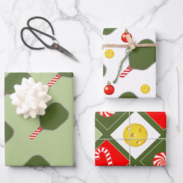 Pickleball Weihnachtsgeschenk Geschenkpapier Set (Vorderseite)