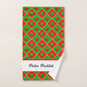Pickleball Weihnachtsschmuck Karos Personalisiert Handtuch