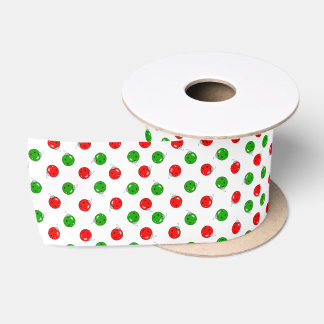 Pickleball Weihnachtsschmuck Red Green auf White Satinband